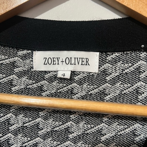Zoey + Oliver Houndstooth Cardigan Sweater Size 4 (Large/XL) Black White - Picture 5 of 5